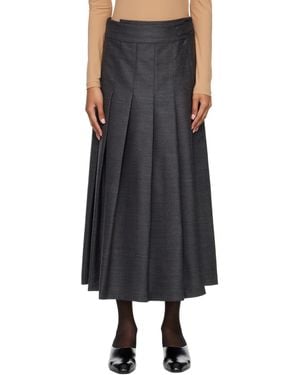 Rohe Jupe Midi Portefeuille Grise À Plis - Noir