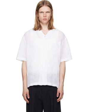 HUGO Linen Camp Collar Shirt - White