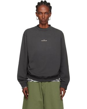 Stone Island グレー 6100018 コットンフリース スウェットシャツ - ブラック