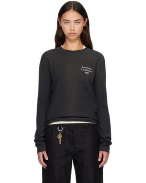 Acne Studios Distressed Logo Long Sleeve T-Shirt - Black