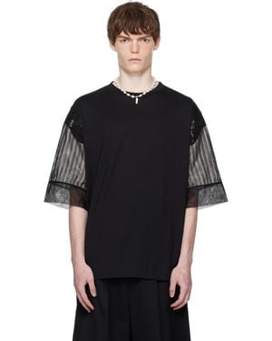 Simone Rocha ブラック Trapped レース パッチワーク Tシャツ