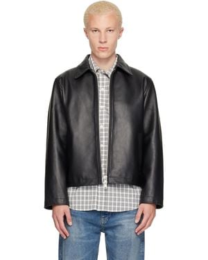 sunflower Short Leather Jacket - Black
