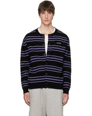 we11done Stripe Logo Cardigan - Black