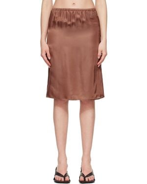 MM6 by Maison Margiela Satin Midi Skirt - Brown