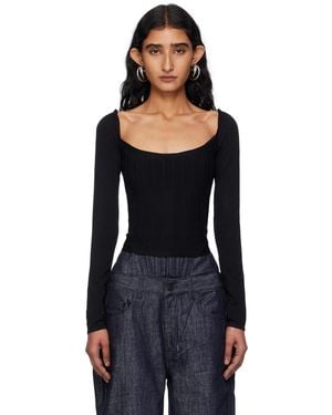 Mugler Ottoman Knit T-Shirt - Black