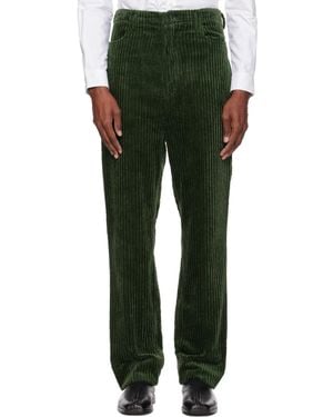 SOSHIOTSUKI Heavy Wale High Waist Trousers - Green