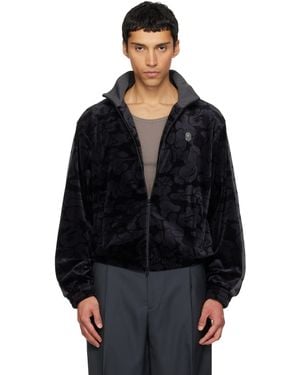 A Bathing Ape Blouson De Survêtement Noir En Velventine À Motif Camouflage