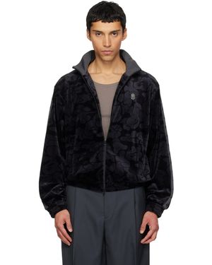 A Bathing Ape Solid Camo Velour Metal One Point Track Jacket - Black