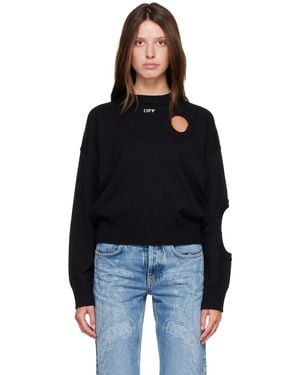 Off-White c/o Virgil Abloh Meteor Knit Crop Crew Sweater - Black