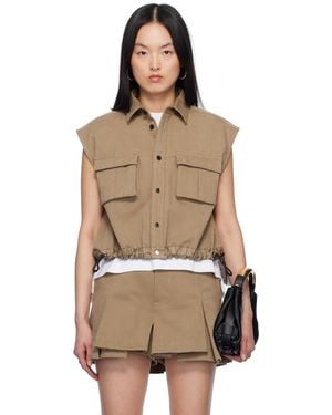 Sacai ベージュ Mix Denim シャツ - マルチカラー