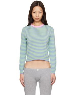 Ans Dostoevner Knitted Striped Long Sleeve Jumper - Blue
