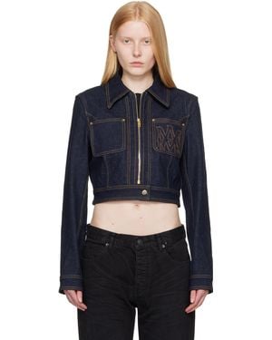 Amiri Zip Up Cropped Denim Jacket - Blue