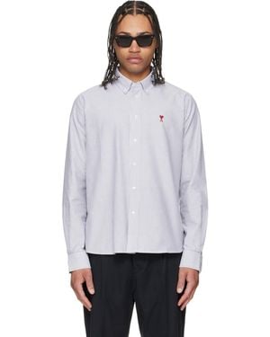 Ami Paris Cotton Ami De Coeur Oxford Shirt - Black