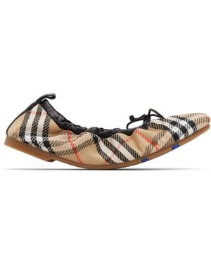 Burberry Check Fawn Ballerina Flats - Multicolor