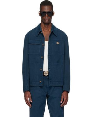 Versace Overdyed Canvas Carpenter Jacket - Blue
