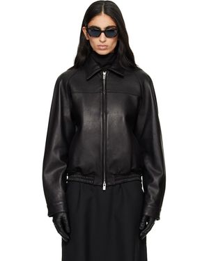 Tonywack Vintage Lamb Leather Bomber Jacket - Black