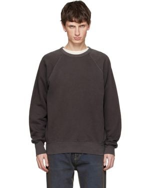 Les Tien Pull Molletonné Épais Gris À Col Ras Du Rou Et À Manches Raglan - Noir