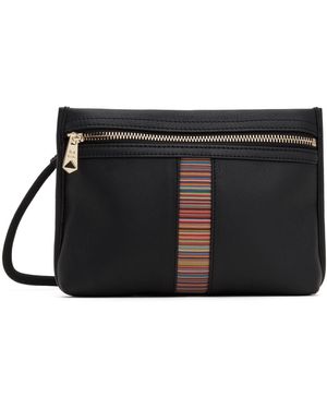Paul Smith Black Leather Signature Stripe Musette Bag