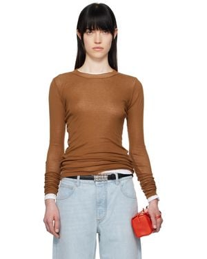 AURALEE ブラウン Super High Gauge Sheer 長袖Tシャツ - ブルー