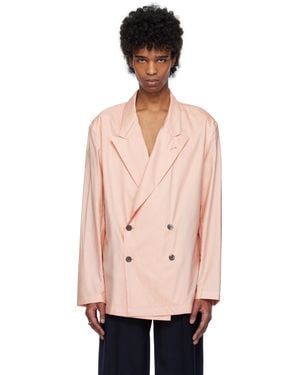 Dries Van Noten ピンク サティーン テーラードジャケット - ブラック