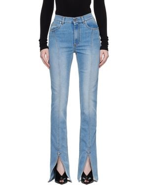 Mugler Jean Bleu En Denim Extensible