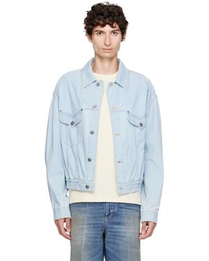 Versace Chambray Denim Bomber Jacket - Blue