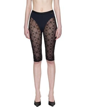 Marine Serre Legging De Style Capri Noir En Filet À Motif Moonogram Floqué