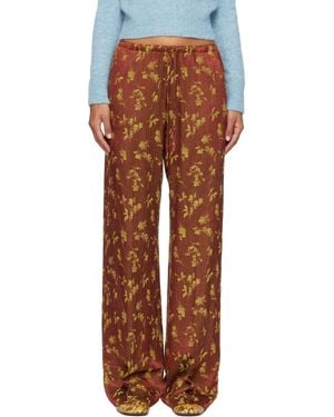 Dries Van Noten Elasticated Jacquard Pants - Brown