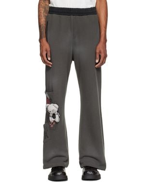 we11done Washed Doodle Teddy Sweatpants - Gray