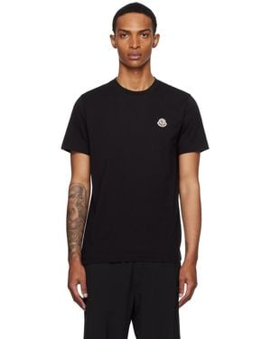 Moncler Three-Pack Logo Patch Cotton T-Shirts - Black
