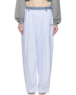 T By Alexander Wang Denim Waistband Cotton Oxford Pants - White