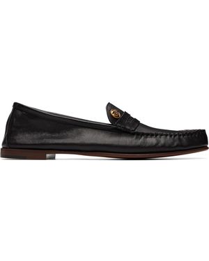 Versace Flâneurs Guanto Noirs En Cuir