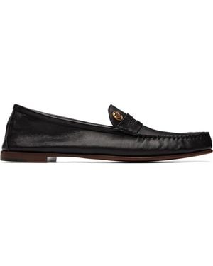 Versace Guanto Leather Loafers - Black