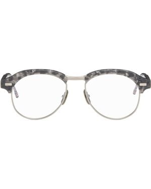 Thom Browne Acetate & Titanium Pilot Glasses - Brown