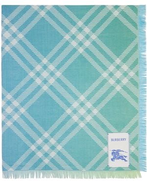 Burberry Gradient Check Wool Silk Scarf - Blue