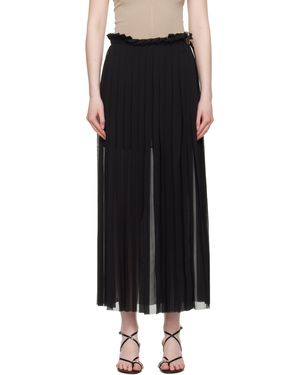 Ami Paris ブラック プリーツ ミディアム スカート