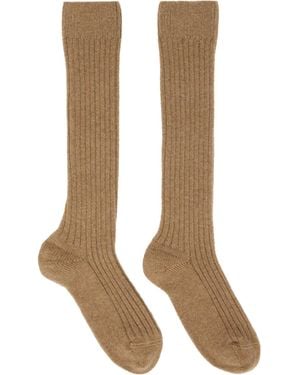Baserange Rib Knee Socks - Brown