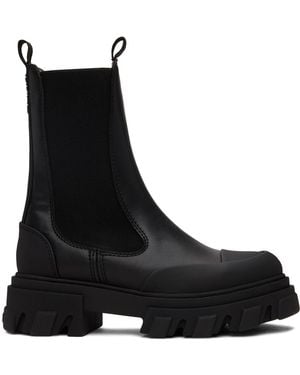 Ganni Cleated Mid Chelsea Boots - Black