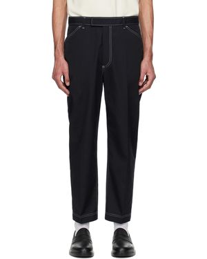 Thom Browne Pantalon Chino Fuselé Bleu Marine En Popeline Typewriter - Noir