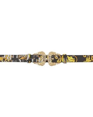 Versace Jeans Couture Ceinture noir et jaune à motif logo couture