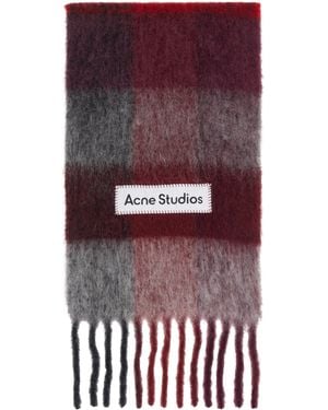 Acne Studios Check Fringe Scarf - Red