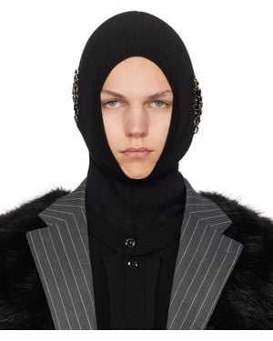 Simone Rocha Pointed Merino Silk Knit Balaclava - Black