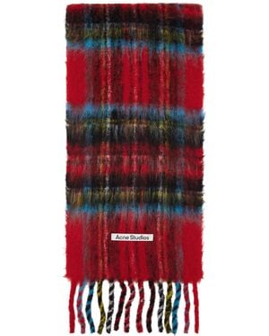 Acne Studios Écharpe Rouge Et Bleu En Mohair À Carreaux