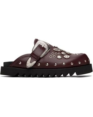 Toga Virilis Ssense Exclusive Burgundy Eyelet Metal Sabot Slip-On Loafers - Black