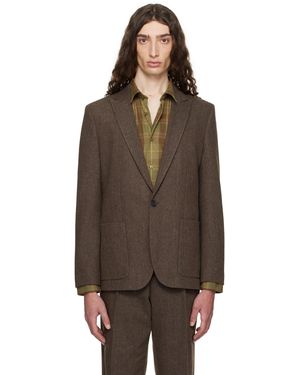 HUGO Extra-Slim-Fit Herringbone Blazer - Brown