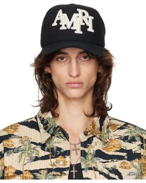 Amiri ブラック Staggered キャンバス キャップ