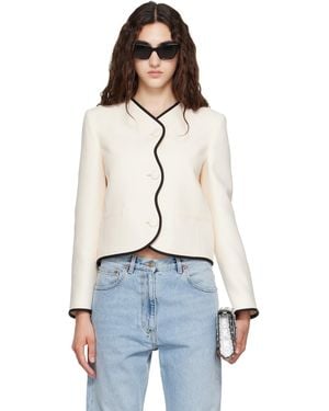 Valentino Off- Wool & Silk Crepe Blazer - White
