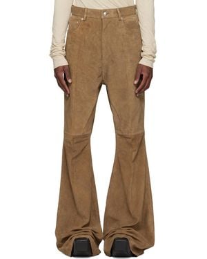 Rick Owens Temple Bolan Bootcut Suede Trousers - Natural