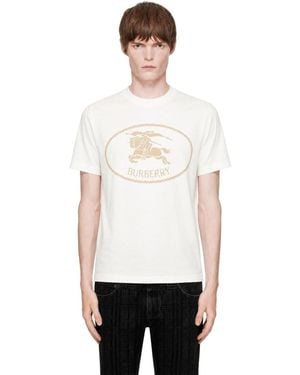Burberry Off- Knight Stamp Cotton T-Shirt - White