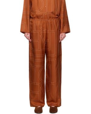 TOTEME Monogram Silk Pj Lounge Trousers - Brown